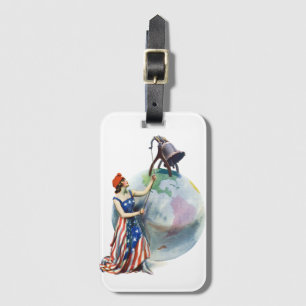 Vintage-patriotische Lady Liberty-Magazincover-Kun Gepäckanhänger