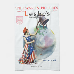 Vintage-patriotische Lady Liberty-Magazincover-Kun Geschirrtuch
