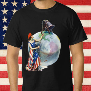 Vintage-patriotische Lady Liberty-Magazincover-Kun T-Shirt