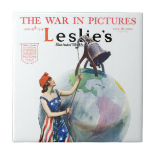 Vintage Patriotische Lady Liberty Magazine Cover A Fliese