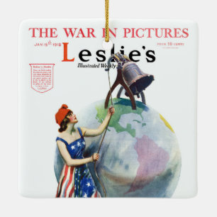 Vintage Patriotische Lady Liberty Magazine Cover A Keramikornament
