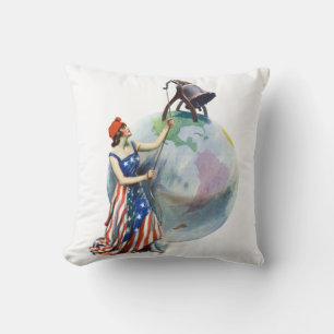 Vintage Patriotische Lady Liberty Magazine Cover A Kissen