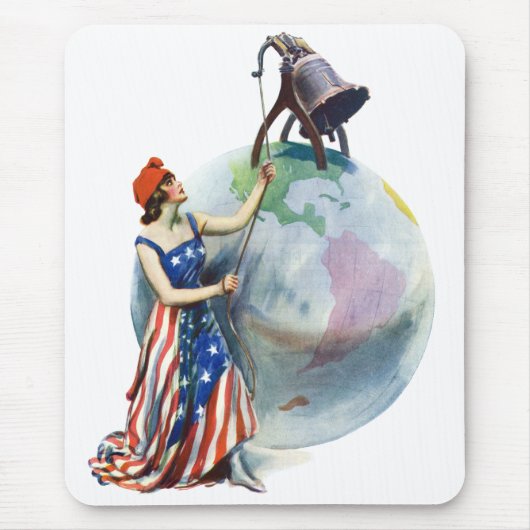 Vintage Patriotische Lady Liberty Magazine Cover A Mousepad (Vorne)