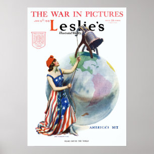 Vintage Patriotische Lady Liberty Magazine Cover A Poster