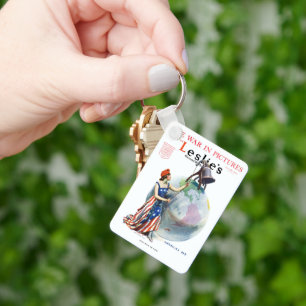 Vintage Patriotische Lady Liberty Magazine Cover A Schlüsselanhänger