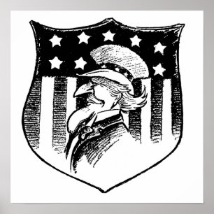 Vintage Patriotische Onkel Sam und amerikanische F Poster