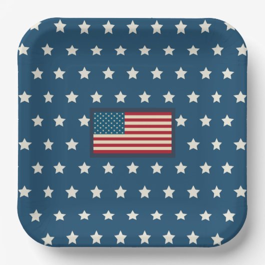Vintage patriotische Papierplatten Pappteller (Vorderseite)