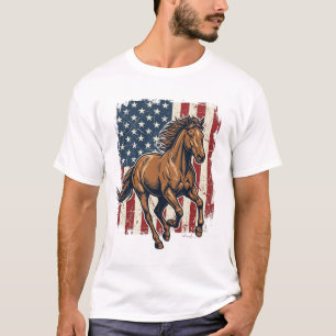 Vintage patriotische Pferd-Flagge Vektor-Shirt-Des T-Shirt