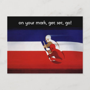 Vintage patriotische Rennfahrer, Termin vormerken! Ankündigungspostkarte