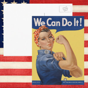 Vintage patriotische Rosie the Riveter, wir können Postkarte
