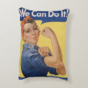 Vintage patriotische Rosie the Riveter, Wir schaff Dekokissen