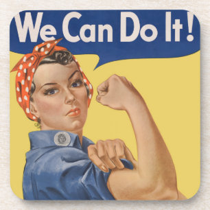 Vintage-patriotische Rosie the Riveter, Wir schaff Getränkeuntersetzer