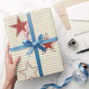 Vintage-patriotische rote und weiße Sterne nahtlos Geschenkpapier