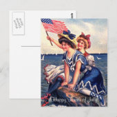 Vintage Patriotische Schwimmer Postkarte (Vorne/Hinten)
