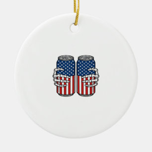 Vintage patriotische Skeletthände, die Dosen halte Keramik Ornament