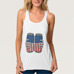 Vintage patriotische Skeletthände, die Dosen halte Tank Top