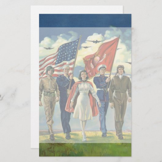 Vintage patriotische, stolze briefpapier (Vorne/Hinten)