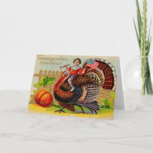 Vintage patriotische Thanksgiving-Grußkarte Feiertagskarte