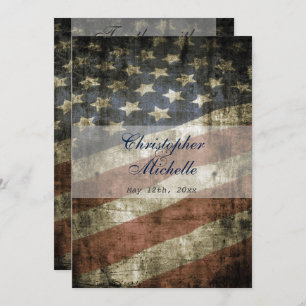 Vintage Patriotische US-Flagge Hochzeit RSVP und Einladung