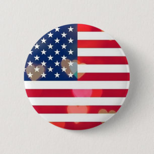 Vintage Patriotische USA Flag mit bunten Herzen Button
