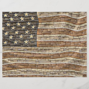 Vintage Patriotische USA-Flagge auf Steinmauer