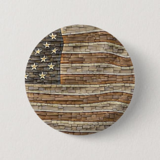 Vintage Patriotische USA-Flagge auf Steinmauer Button