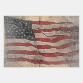 Vintage Patriotische USA-Flagge auf Steinmauer Geschenkpapier Set (Vorderseite 2)