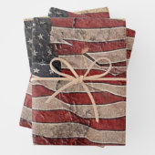 Vintage Patriotische USA-Flagge auf Steinmauer Geschenkpapier Set (Beispiel)
