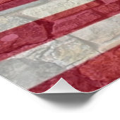 Vintage Patriotische USA-Flagge auf Steinmauer Poster (Ecke)