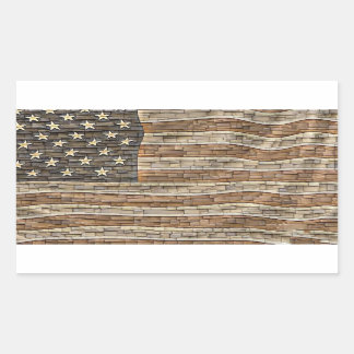 Vintage Patriotische USA-Flagge auf Steinmauer Rechteckiger Aufkleber