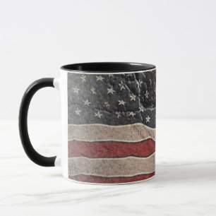 Vintage Patriotische USA-Flagge auf Steinmauer Tasse