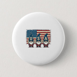 Vintage patriotische USA Gnome weiße Hemd Design_1 Button