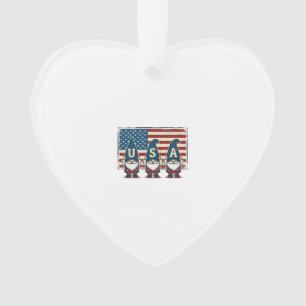 Vintage patriotische USA Gnome weiße Hemd Design_1 Ornament