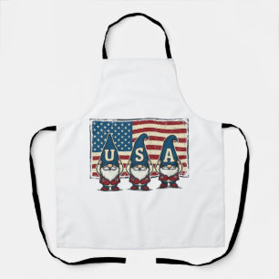 Vintage patriotische USA Gnome weiße Hemd Design_1 Schürze