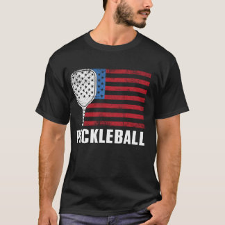 Vintage patriotische USA-Pickleball-Flagge T-Shirt