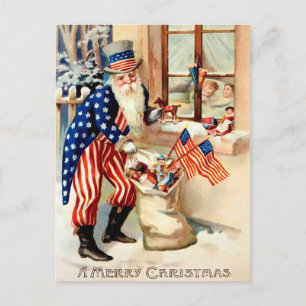 Vintage Patriotische Weihnachtspostkarte Postkarte