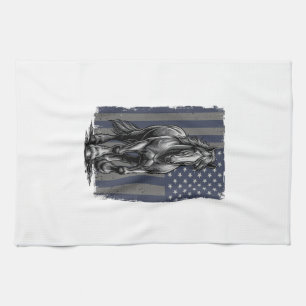 Vintage-patriotische Zugpferd-Flagge Vektor-Design Geschirrtuch