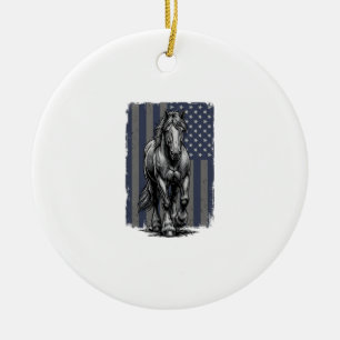 Vintage-patriotische Zugpferd-Flagge Vektor-Design Keramik Ornament