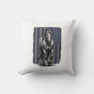 Vintage-patriotische Zugpferd-Flagge Vektor-Design Kissen