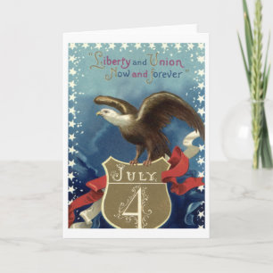 Vintage patriotischer 4. Juli, Adler mit Sternen Karte