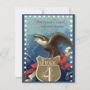 Vintage patriotischer 4. Juli, Adler mit Sternen Karte