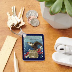 Vintage-patriotischer 4. Juli, Adler mit Sternen Schlüsselanhänger