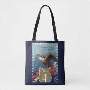 Vintage patriotischer 4. Juli, Adler mit Sternen Tasche