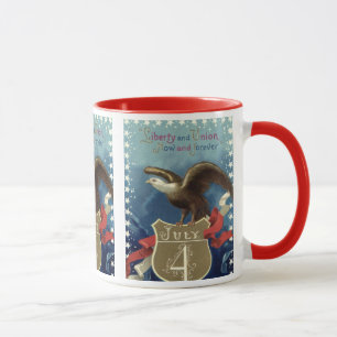 Vintage-patriotischer 4. Juli, Adler mit Sternen Tasse