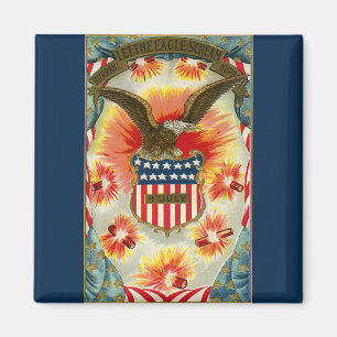 Vintage patriotischer 4. Juli Adler und amerikanis Magnet