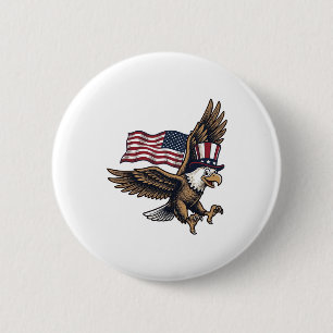 Vintage patriotischer Adler-Flag-Shirt-Entwurf_1 Button