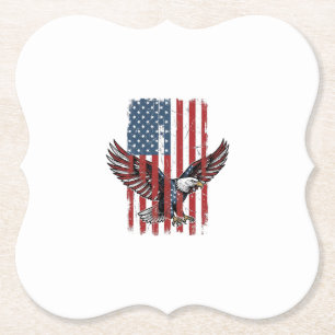 Vintage patriotischer Adler-Flag-Shirt-Entwurf_1 Untersetzer