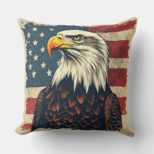 Vintage patriotischer Adler für stolze Amerikaner Kissen