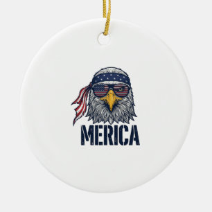 Vintage patriotischer Adler Merica-Shirt-Design_1 Keramik Ornament