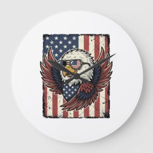 Vintage patriotischer Adler Sonnenbrille Shirt Des Große Wanduhr